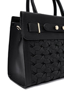 Women's Black Long Strap Knitted Classic Shoulder Bag | Derimod Women's Black Long Strap Knitted Classic Shoulder Bag | Derimod