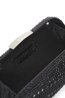 Women's Black Long Chain Strap Stone Mini Box Evening Bag | Derimod Women's Black Long Chain Strap Stone Mini Box Evening Bag | Derimod