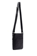Men's Black Long Suspender Leather Messenger Bag | Derimod Men's Black Long Suspender Leather Messenger Bag | Derimod