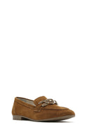 Women's Tan Suede Leather Masculine Loafer | Derimod Women's Tan Suede Leather Masculine Loafer | Derimod