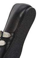 Women's Black Double Buckled Leather Ballerinas | Derimod Women's Black Double Buckled Leather Ballerinas | Derimod