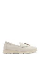 Women's Beige Leather Comfort Loafer | Derimod Women's Beige Leather Comfort Loafer | Derimod