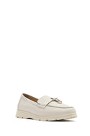 Women's Beige Leather Comfort Loafer | Derimod Women's Beige Leather Comfort Loafer | Derimod