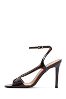Women's Burgundy Ankle Strap High Thin Heel Leather Sandals | Derimod Women's Burgundy Ankle Strap High Thin Heel Leather Sandals | Derimod