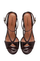 Women's Burgundy Ankle Strap High Thin Heel Leather Sandals | Derimod Women's Burgundy Ankle Strap High Thin Heel Leather Sandals | Derimod