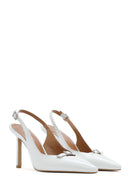 Women's White Ankle Buckle Open Back Thin Heel Leather Shoes | Derimod Women's White Ankle Buckle Open Back Thin Heel Leather Shoes | Derimod