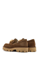 Women's Brown Buckled Thick Soled Suede Leather Masculine Loafer | Derimod Women's Brown Buckled Thick Soled Suede Leather Masculine Loafer | Derimod