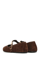 Women's Mink Banded Suede Leather Ballerinas | Derimod Women's Mink Banded Suede Leather Ballerinas | Derimod