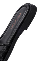 Women's Black Stoned Leather Slippers | Derimod Women's Black Stoned Leather Slippers | Derimod