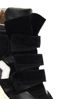 Kadın Siyah Bantlı Dolgu Topuklu Deri Sneaker | Derimod Kadın Siyah Bantlı Dolgu Topuklu Deri Sneaker | Derimod