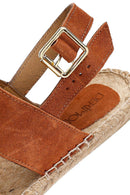 Woman Orange Woven Detail Suede Leather Espadrille Sandal | Derimod Woman Orange Woven Detail Suede Leather Espadrille Sandal | Derimod