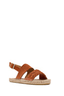 Woman Orange Woven Detail Suede Leather Espadrille Sandal | Derimod Woman Orange Woven Detail Suede Leather Espadrille Sandal | Derimod