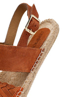 Woman Orange Woven Detail Suede Leather Espadrille Sandal | Derimod Woman Orange Woven Detail Suede Leather Espadrille Sandal | Derimod