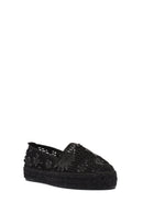 Kadın Siyah Desenli Espadril | Derimod Kadın Siyah Desenli Espadril | Derimod