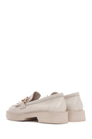 Women's Cream Tassel Leather Casual Loafer | Derimod Women's Cream Tassel Leather Casual Loafer | Derimod