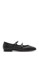 Women's Black Double Buckled Leather Ballerinas | Derimod Women's Black Double Buckled Leather Ballerinas | Derimod