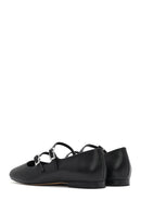 Women's Black Double Buckled Leather Ballerinas | Derimod Women's Black Double Buckled Leather Ballerinas | Derimod