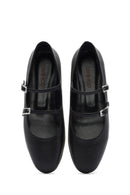 Women's Black Double Buckled Leather Ballerinas | Derimod Women's Black Double Buckled Leather Ballerinas | Derimod