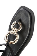 Women's Black Back Tie Flip Flop Leather Sandals | Derimod Women's Black Back Tie Flip Flop Leather Sandals | Derimod