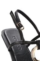 Women's Black Back Tie Flip Flop Leather Sandals | Derimod Women's Black Back Tie Flip Flop Leather Sandals | Derimod