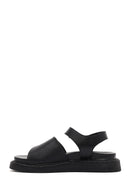 Women's Black Strappy Thick-Sole Leather Sandals | Derimod Women's Black Strappy Thick-Sole Leather Sandals | Derimod