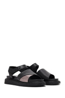 Women's Black Strappy Thick-Sole Leather Sandals | Derimod Women's Black Strappy Thick-Sole Leather Sandals | Derimod