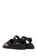 Women's Black Strappy Thick-Sole Leather Sandals | Derimod Women's Black Strappy Thick-Sole Leather Sandals | Derimod