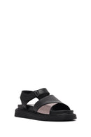 Women's Black Strappy Thick-Sole Leather Sandals | Derimod Women's Black Strappy Thick-Sole Leather Sandals | Derimod