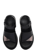 Women's Black Strappy Thick-Sole Leather Sandals | Derimod Women's Black Strappy Thick-Sole Leather Sandals | Derimod