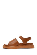 Women's Brown Strappy Thick Soled Leather Sandals | Derimod Women's Brown Strappy Thick Soled Leather Sandals | Derimod