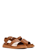 Women's Brown Strappy Thick Soled Leather Sandals | Derimod Women's Brown Strappy Thick Soled Leather Sandals | Derimod