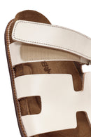 Women's White Strappy Leather Slippers | Derimod Women's White Strappy Leather Slippers | Derimod