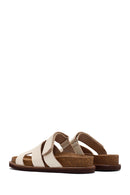 Women's White Strappy Leather Slippers | Derimod Women's White Strappy Leather Slippers | Derimod