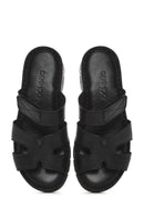 Women's Black Leather Comfort Slippers | Derimod Women's Black Leather Comfort Slippers | Derimod