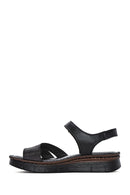 Women's Black Strappy Leather Comfort Sandals | Derimod Women's Black Strappy Leather Comfort Sandals | Derimod