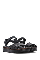 Women's Black Strappy Leather Comfort Sandals | Derimod Women's Black Strappy Leather Comfort Sandals | Derimod