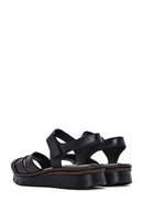 Women's Black Strappy Leather Comfort Sandals | Derimod Women's Black Strappy Leather Comfort Sandals | Derimod