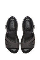 Women's Black Strappy Leather Comfort Sandals | Derimod Women's Black Strappy Leather Comfort Sandals | Derimod