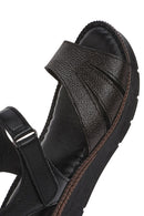 Women's Black Strappy Leather Comfort Sandals | Derimod Women's Black Strappy Leather Comfort Sandals | Derimod