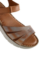 Women's Tan Strap Leather Comfort Sandals | Derimod Women's Tan Strap Leather Comfort Sandals | Derimod