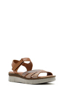 Women's Tan Strap Leather Comfort Sandals | Derimod Women's Tan Strap Leather Comfort Sandals | Derimod