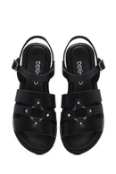 Women's Black Leather Ankle Buckle Sandals | Derimod Women's Black Leather Ankle Buckle Sandals | Derimod
