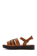 Women's Tan Leather Ankle Buckle Sandals | Derimod Women's Tan Leather Ankle Buckle Sandals | Derimod