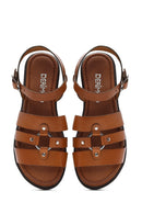 Women's Tan Leather Ankle Buckle Sandals | Derimod Women's Tan Leather Ankle Buckle Sandals | Derimod