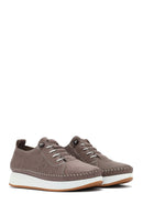Women's Mink Lace-Up Thick-Soled Patterned Leather Comfort Shoes | Derimod Women's Mink Lace-Up Thick-Soled Patterned Leather Comfort Shoes | Derimod
