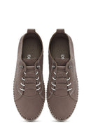 Women's Mink Lace-Up Thick-Soled Patterned Leather Comfort Shoes | Derimod Women's Mink Lace-Up Thick-Soled Patterned Leather Comfort Shoes | Derimod