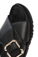 Women's Black Buckle Leather Slippers | Derimod Women's Black Buckle Leather Slippers | Derimod
