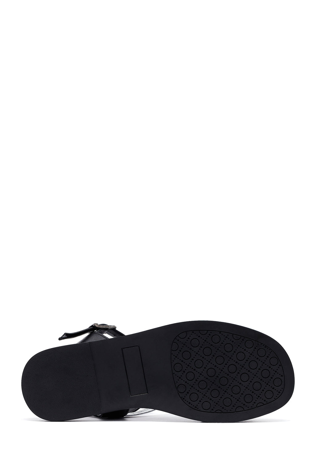 Kadın Siyah Bilekten Tokalı Deri Sandalet