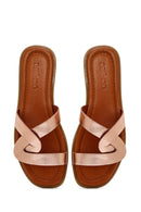 Women's Gold Metallic Leather Slippers | Derimod Women's Gold Metallic Leather Slippers | Derimod