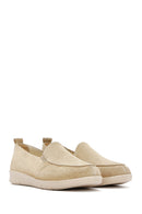 Women's Beige Suede Leather Comfort Loafer | Derimod Women's Beige Suede Leather Comfort Loafer | Derimod
